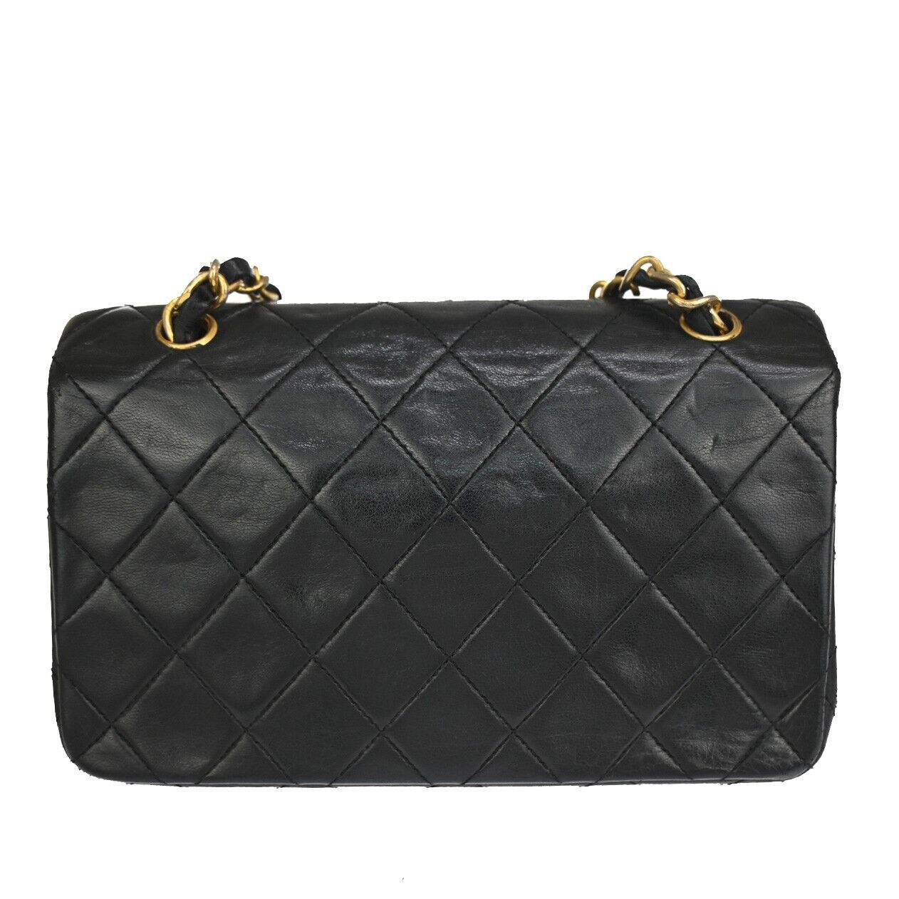 CHANEL CC Mini Matelasse Full Flap Chain Shoulder Bag Leather Black GHW 645LC499