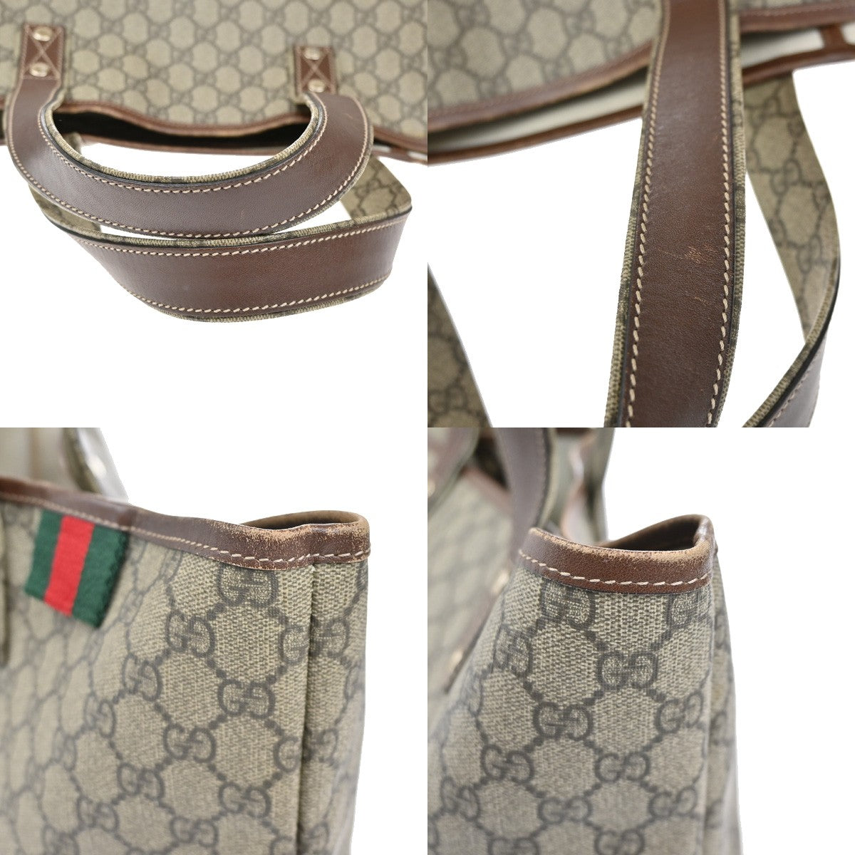 GUCCI Logo Sherry GG Pattern Shoulder Bag Supreme Leather Brown Italy 35KP550
