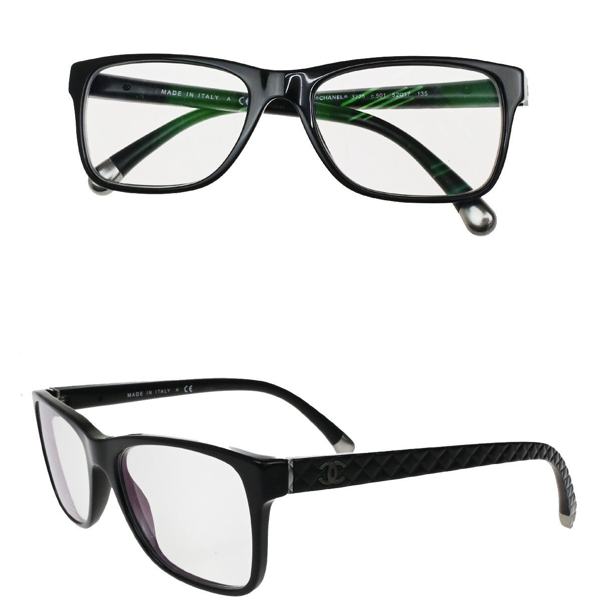CHANEL CC Logo Matelasse Glasses Eye Wear Plastic Plastic BK 3325 Italy 05RL098