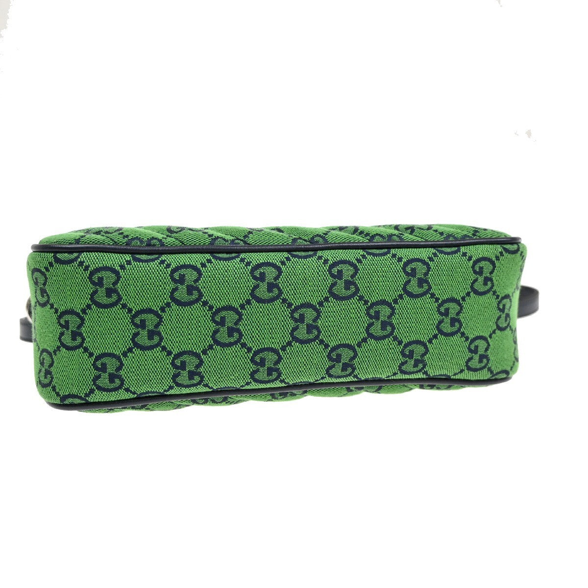 GUCCI Marmont GG Pattern Chain Shoulder Bag Canvas Leather Green 631RF291