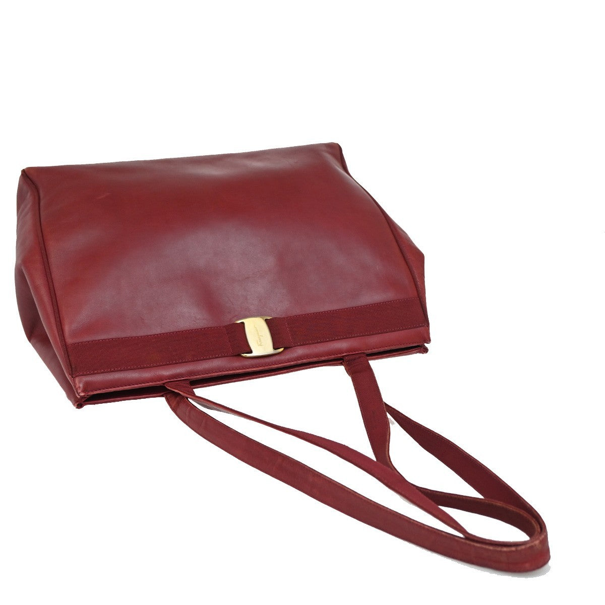 SALVATORE FERRAGAMO Vara Bow Shoulder Bag Leather Red GHW Italy 01DA229