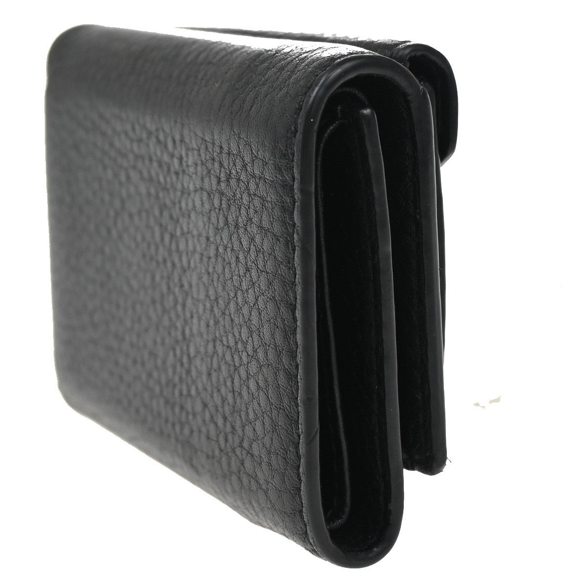 PRADA Logo Mini Compact Trifold Wallet Vitello Leather Black GHW 62YH815