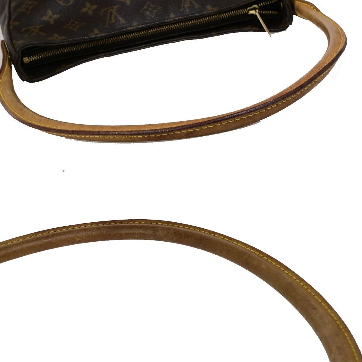 LOUIS VUITTON Logo Looping GM Shoulder Bag Monogram Leather Brown M51145 80ED311