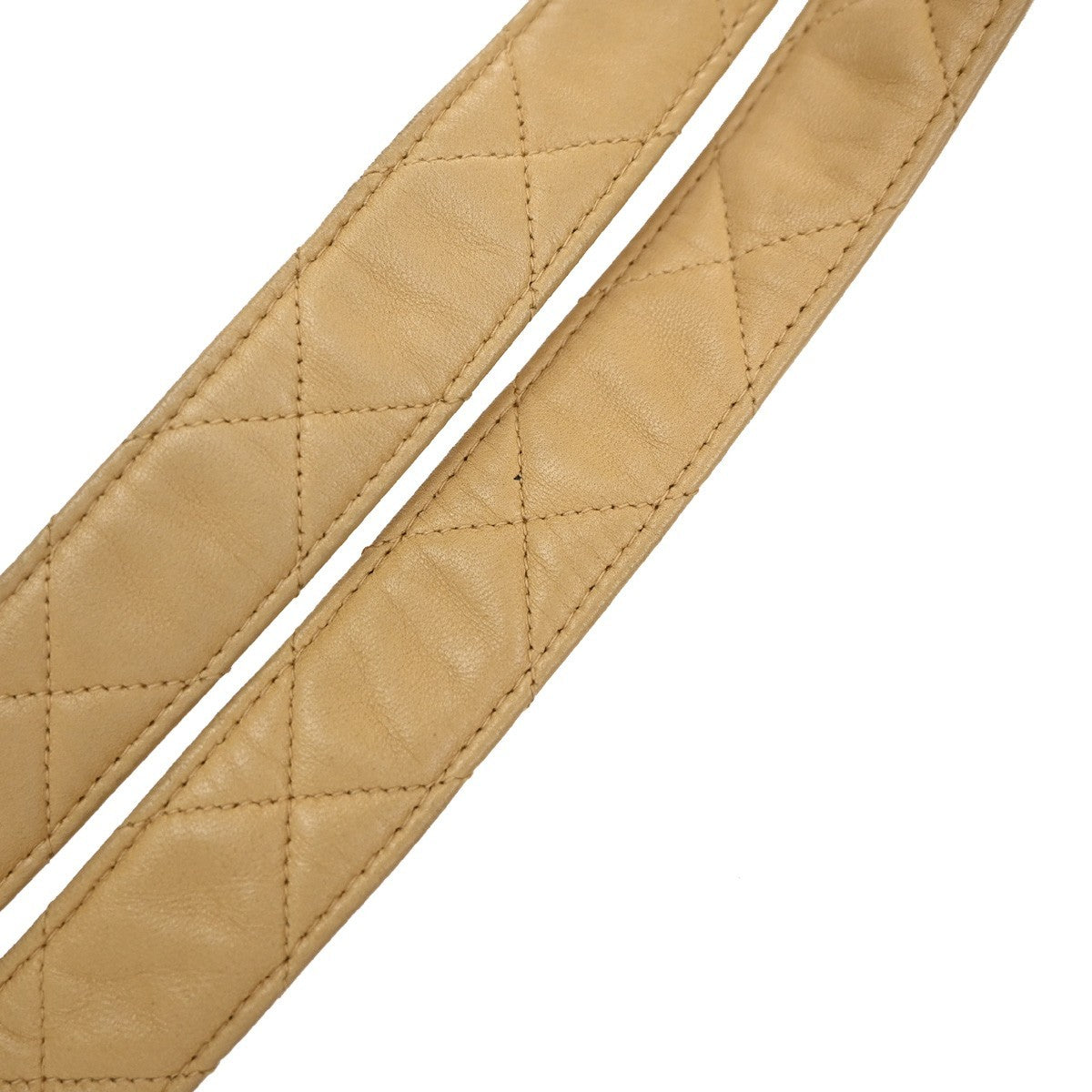 CHANEL Matelasse 22 Shoulder Bag Leather Beige Vintage 396RP180
