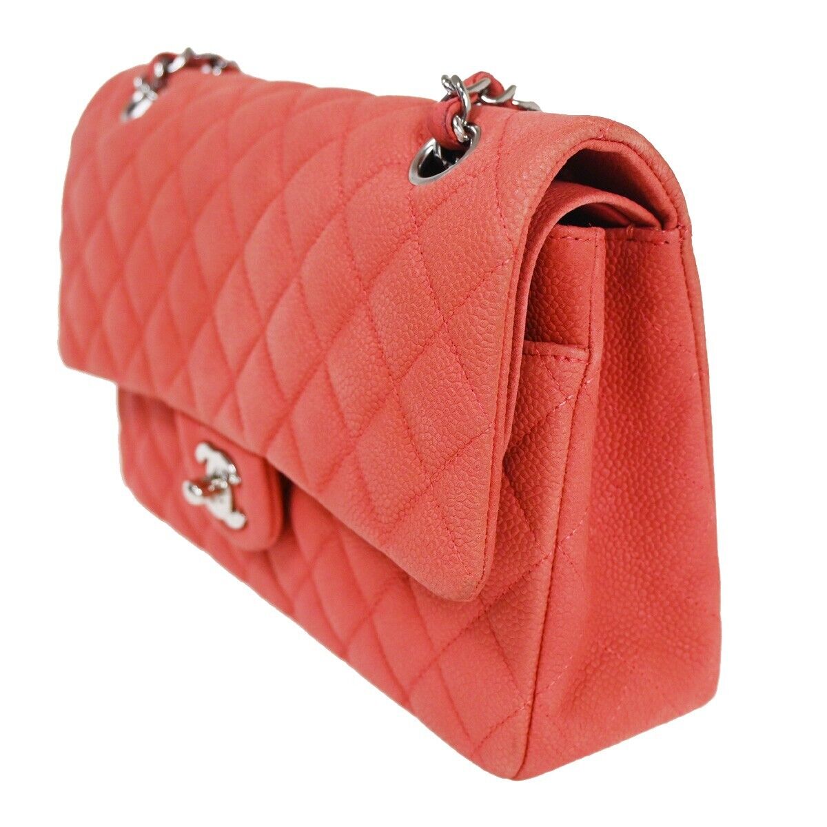 CHANEL CC Matelasse 25 Double Flap Chain Shoulder Bag Caviar Leather PK 227RH636