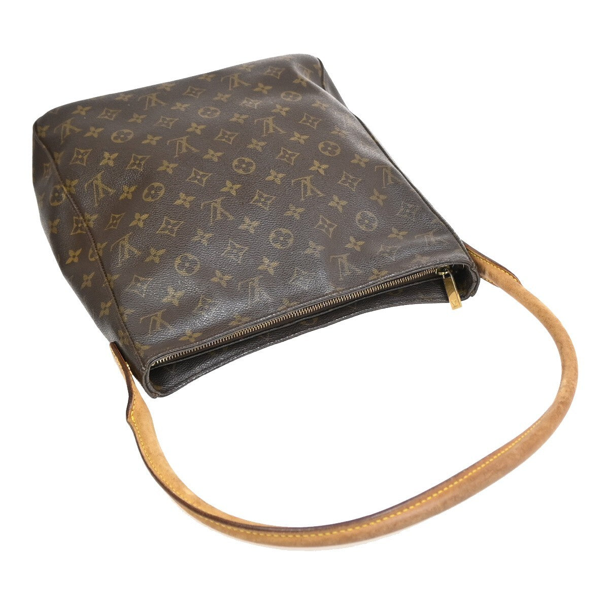 LOUIS VUITTON Logo Looping GM Shoulder Bag Monogram Leather Brown M51145 30FB573