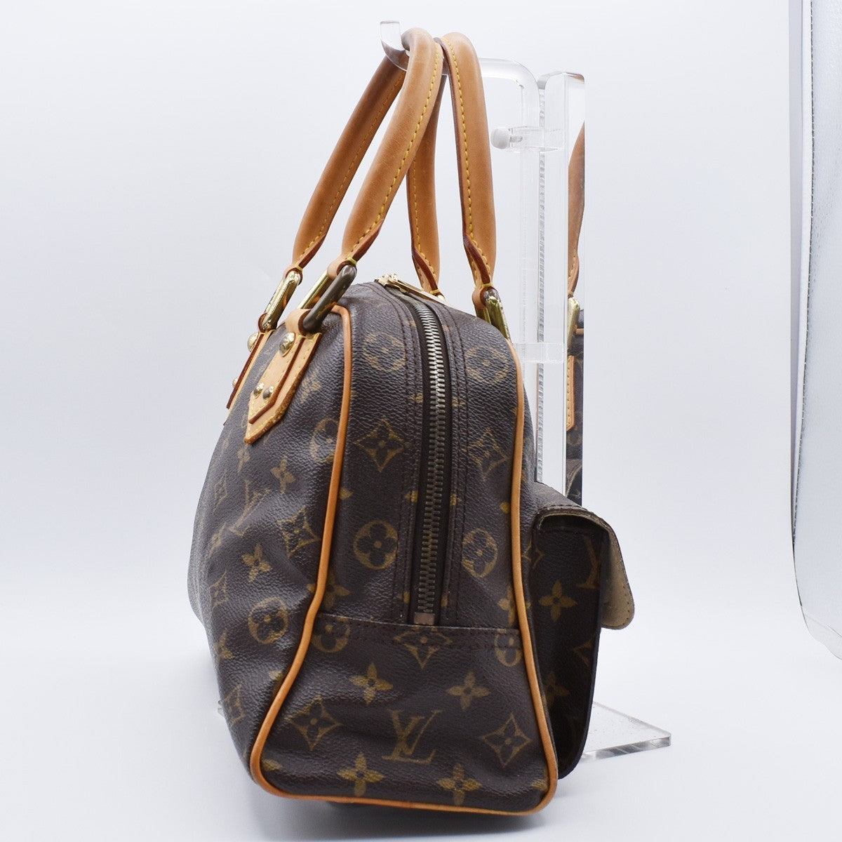 LOUIS VUITTON Manhattan PM Hand Bag Monogram Leather Brown Gold M40026 18AA035