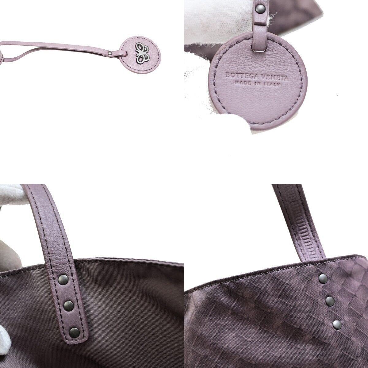BOTTEGA VENETA Intrecciato Hand Tote Bag Nylon Leather Purple Italy 38EC674