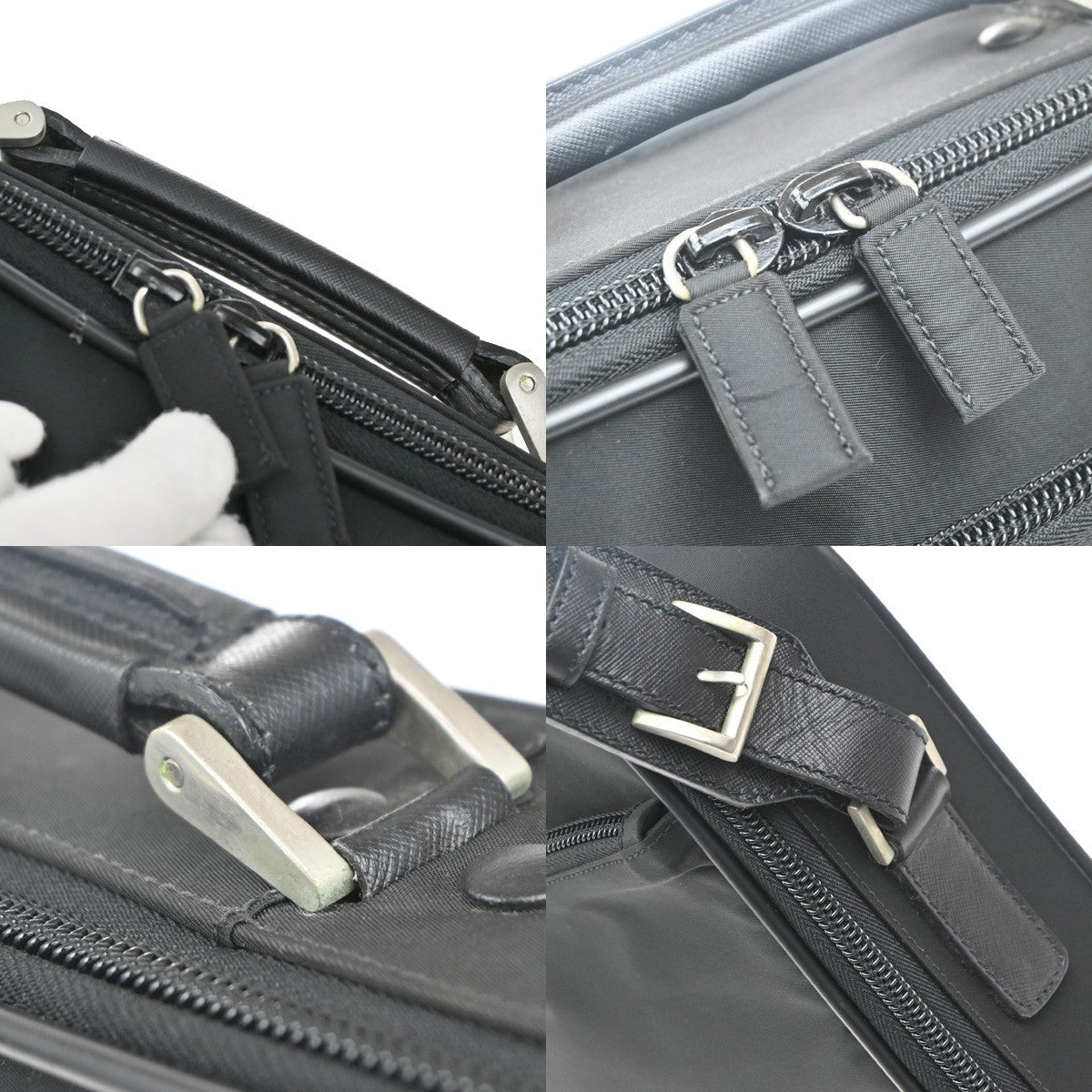 PRADA MILANO Logo Tessuto 2Way Business Shoulder Bag Nylon Leather Black 85KP332