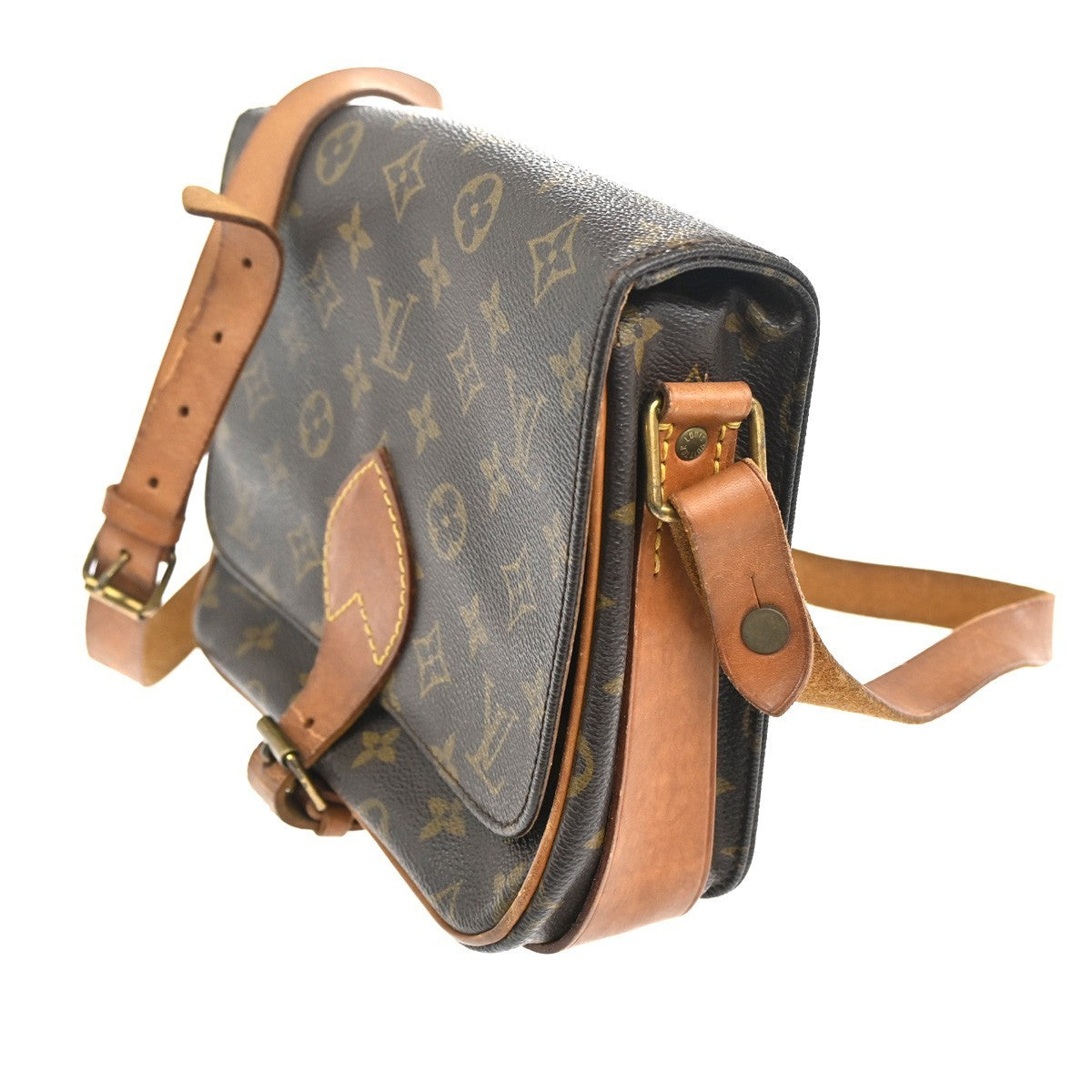 LOUIS VUITTON Cartouchiere MM Shoulder Bag Monogram Leather Brown M51253 62KC516