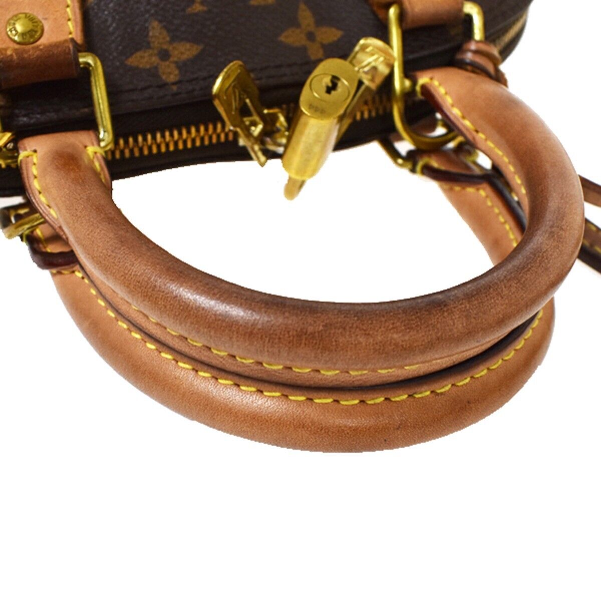 LOUIS VUITTON Alma BB 2Way Hand Bag Monogram Leather Brown Gold M53152 15YC243