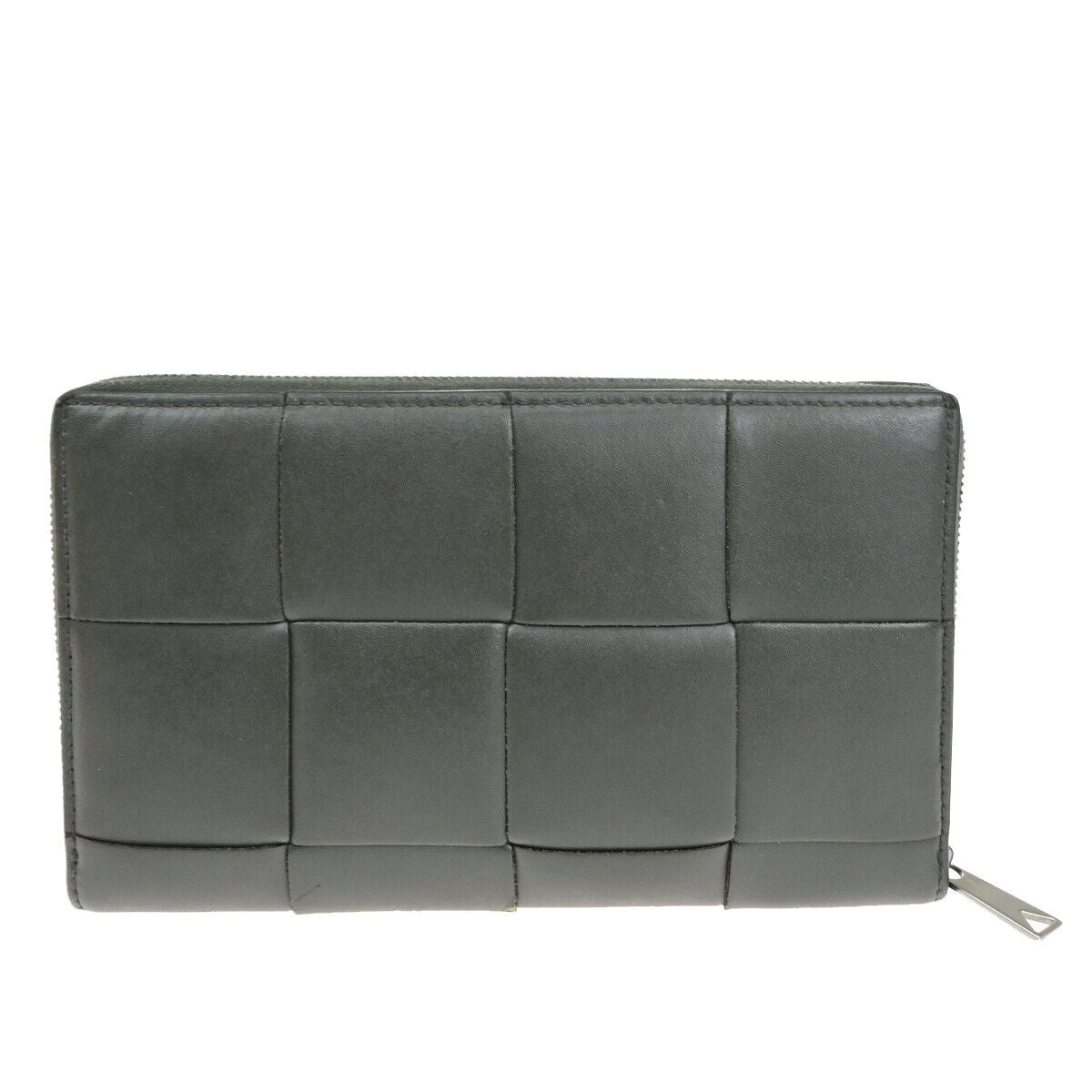 BOTTEGA VENETA Logo Cassette Zip Around Long Wallet Leather Gray Italy 30YG300