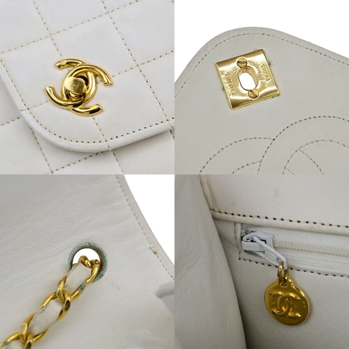 CHANEL CC Logo Matelasse 23 Chain Shoulder Bag Leather White GHW 667RJ821