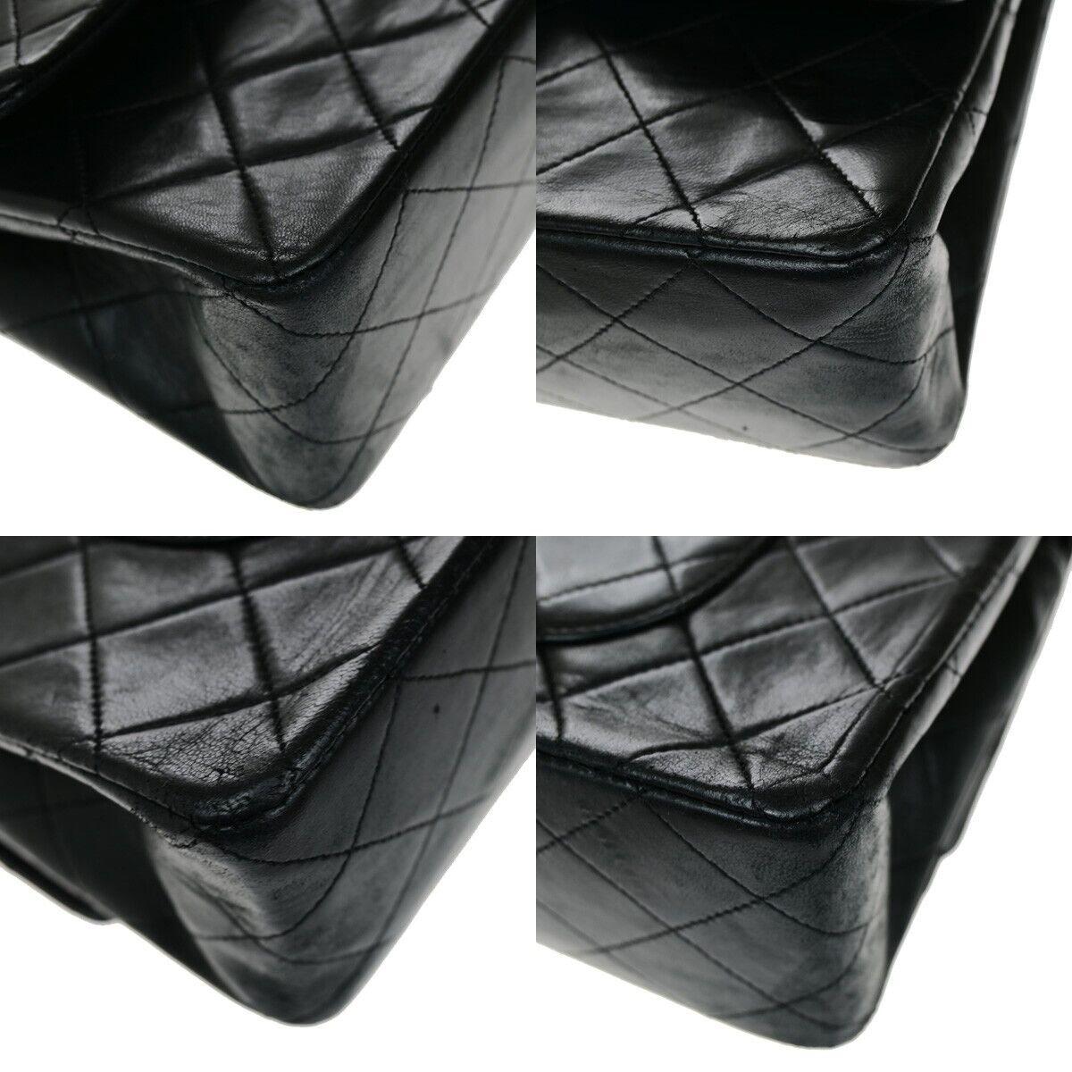 CHANEL CC Matelasse 25 Double Flap Chain Shoulder Bag Leather Black GHW 399RL022
