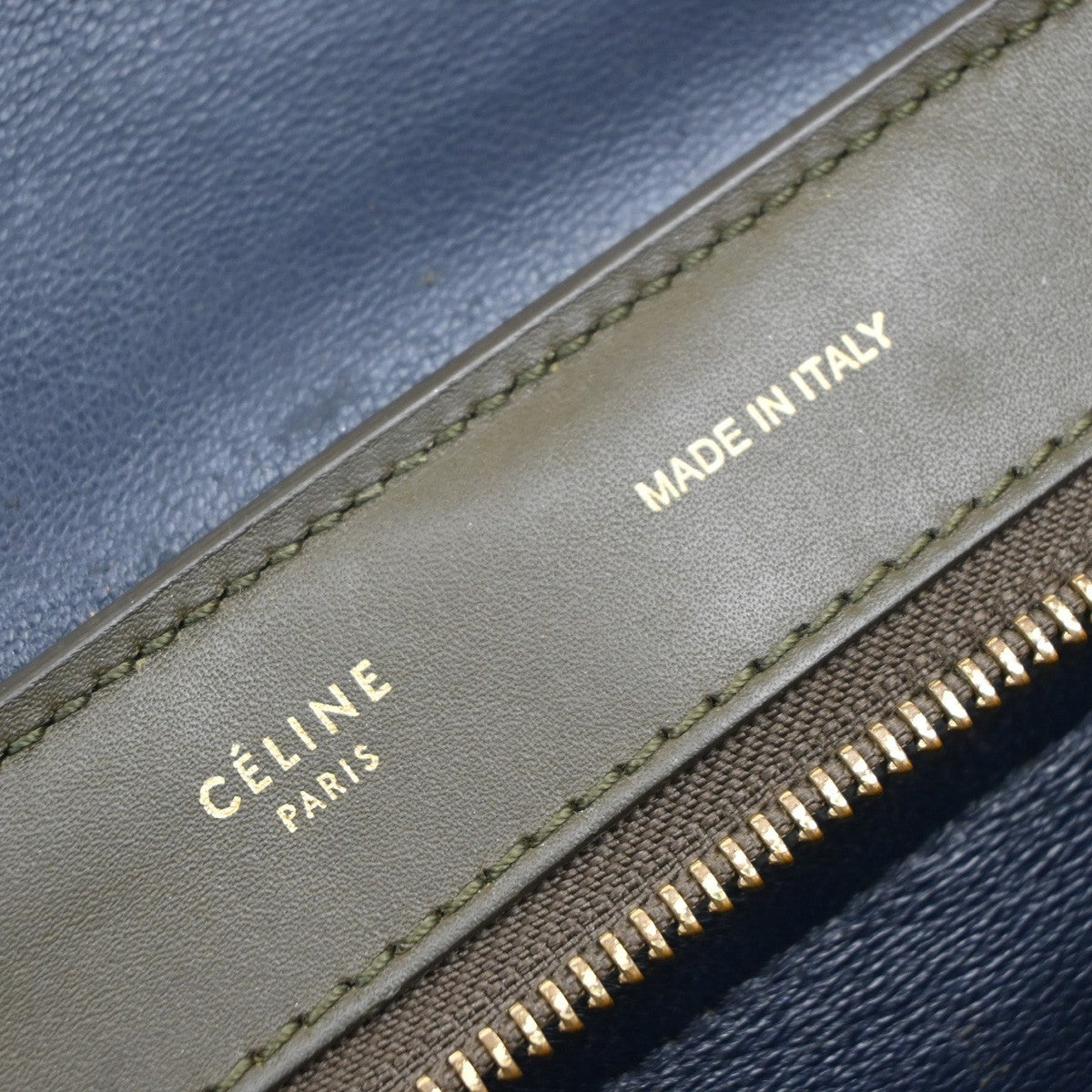 CELINE Trapeze Tricolor 2way Shoulder Bag Leather Suede Khaki White Blue 87EG174