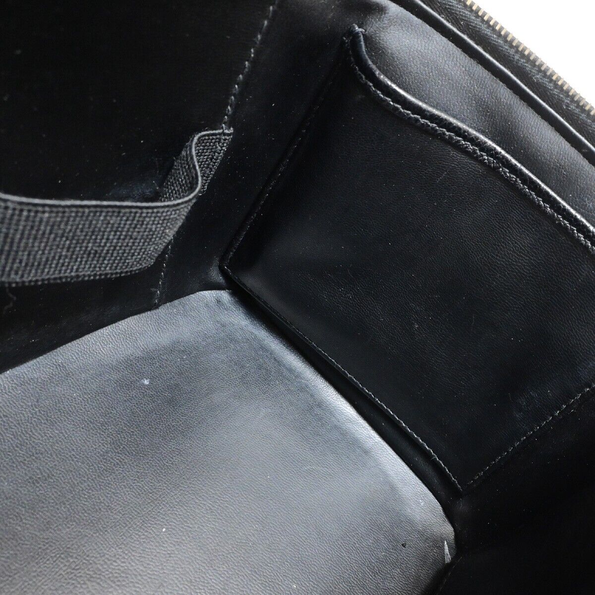 CHANEL Logo Vanity Cosmetic 2Way Hand Bag Caviar Leather Black Vintage 652RJ964