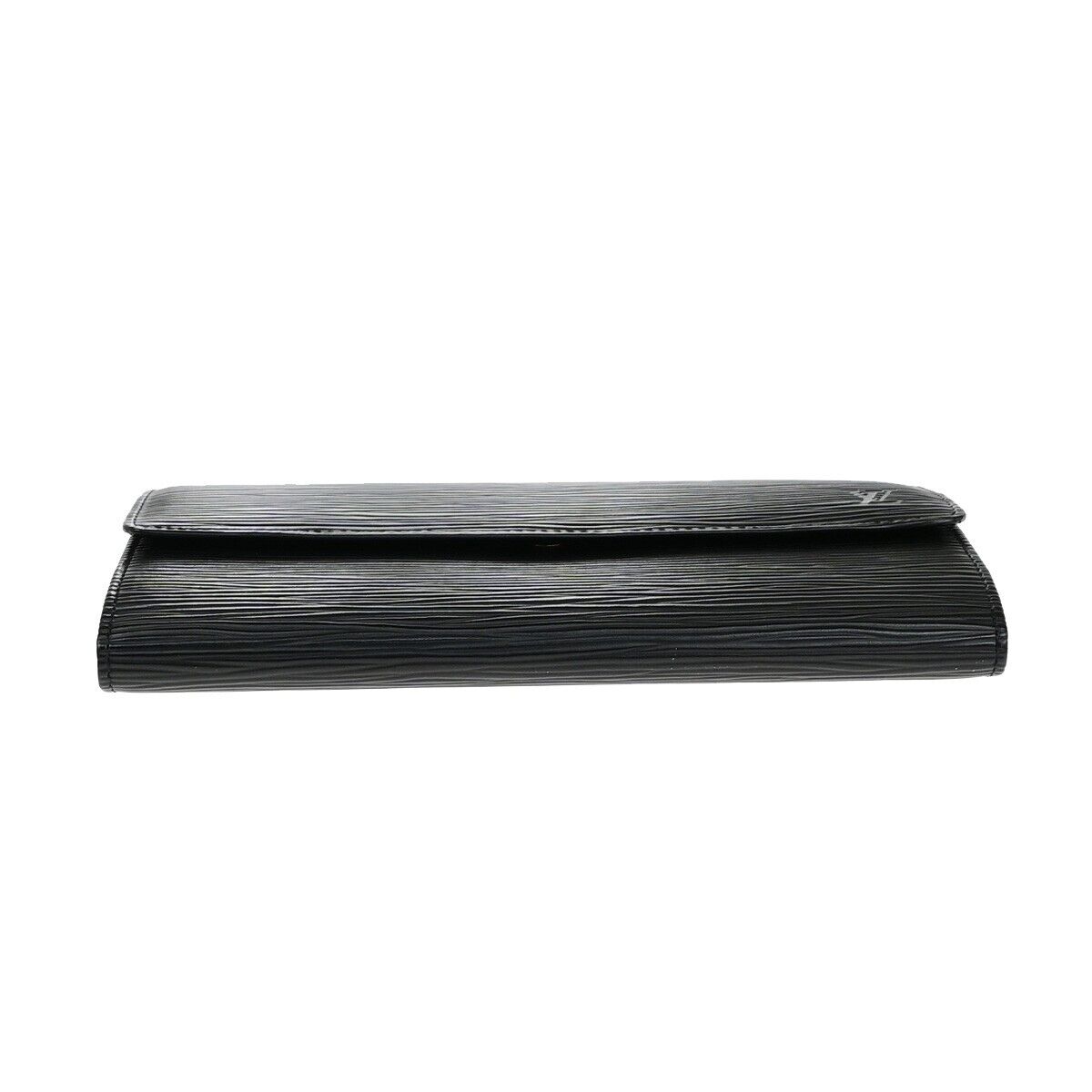 LOUIS VUITTON Logo Pochette Credit Long Wallet Epi Leather Black M63572 63EE080