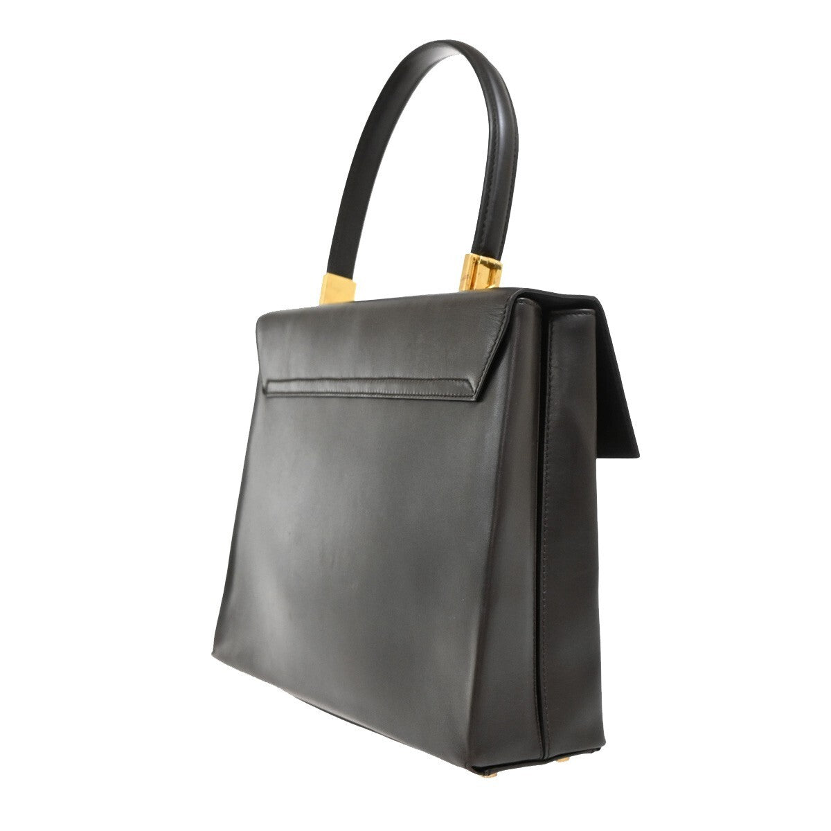 SALVATORE FERRAGAMO Logo Gancini Hand Bag Leather Brown GHW Italy 60EE943