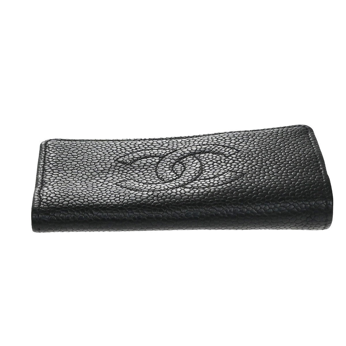 CHANEL 6 Hooks Key Case Bifold Grained Calfskin Leather Black Vintage 62RF466