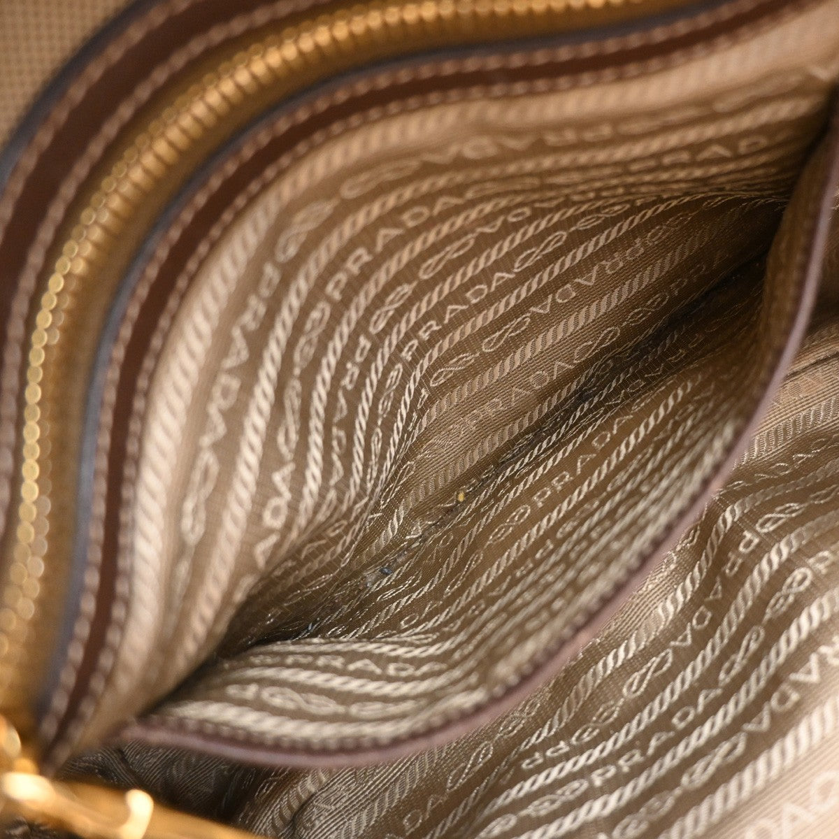 PRADA  Logo Jacquard 2Way Shoulder Hand Bag Canvas Leather Brown GHW 39KP410