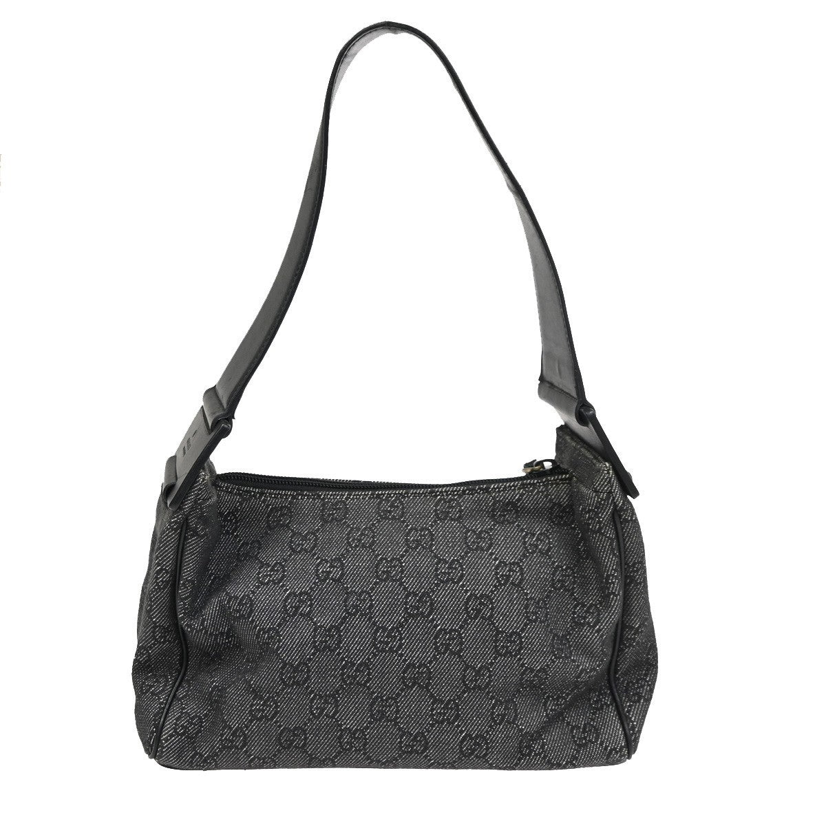 GUCCI GG  Pattern Shoulder Hand Bag Canvas Leather Black GHW Italy 35CA700