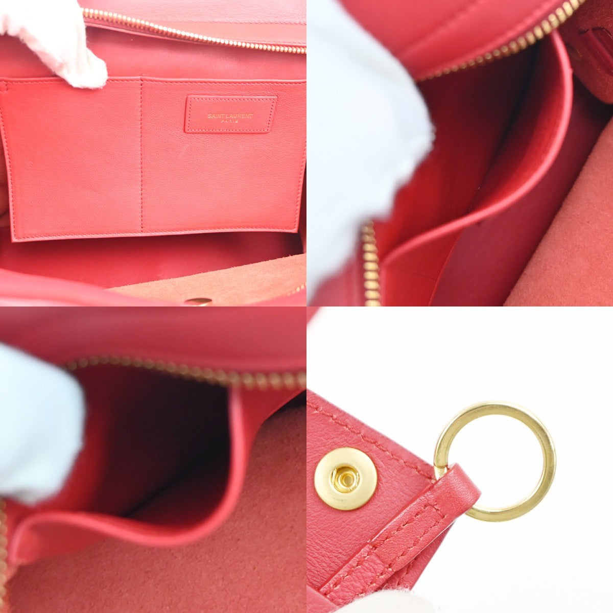SAINT LAURENT Petit Cabas Y Line 2way Shoulder Hand Bag Leather RD Italy 76KC999