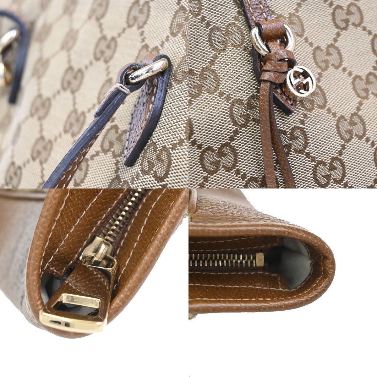 GUCCI GG 2way Shoulder Tote Bag Canvas Leather Beige GHW Italy 32KC351