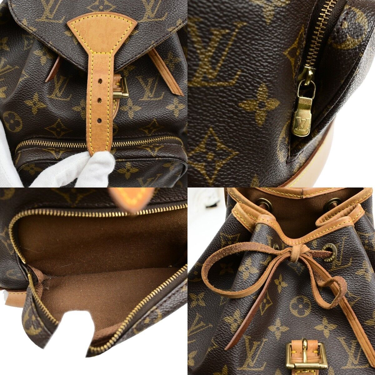 LOUIS VUITTON Montsouris MM Backpack Bag Monogram Leather Brown M51136 21ED423