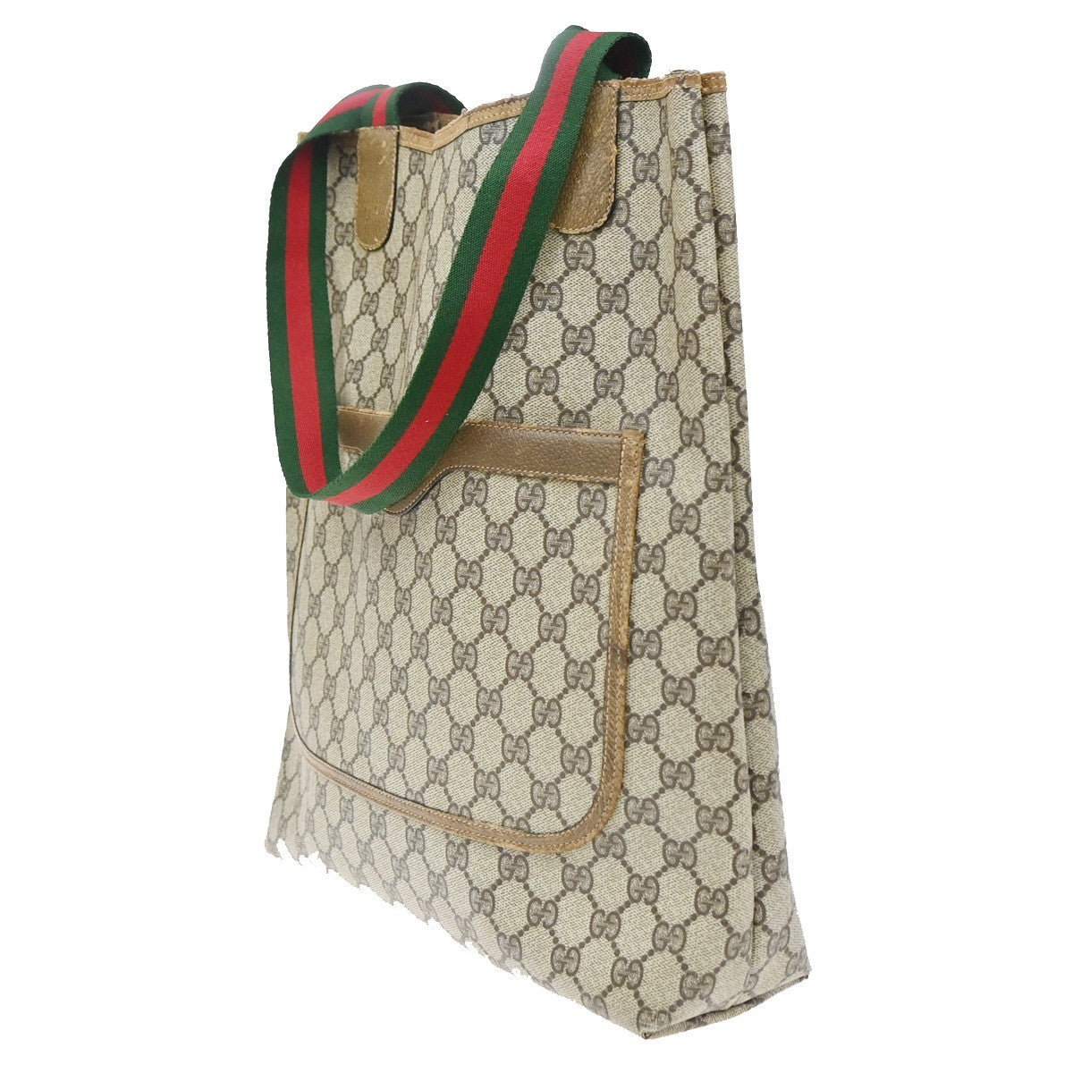 GUCCI Logo GG Sherry Line Shoulder Hand Bag PVC Leather Brown GHW Italy 02MA680