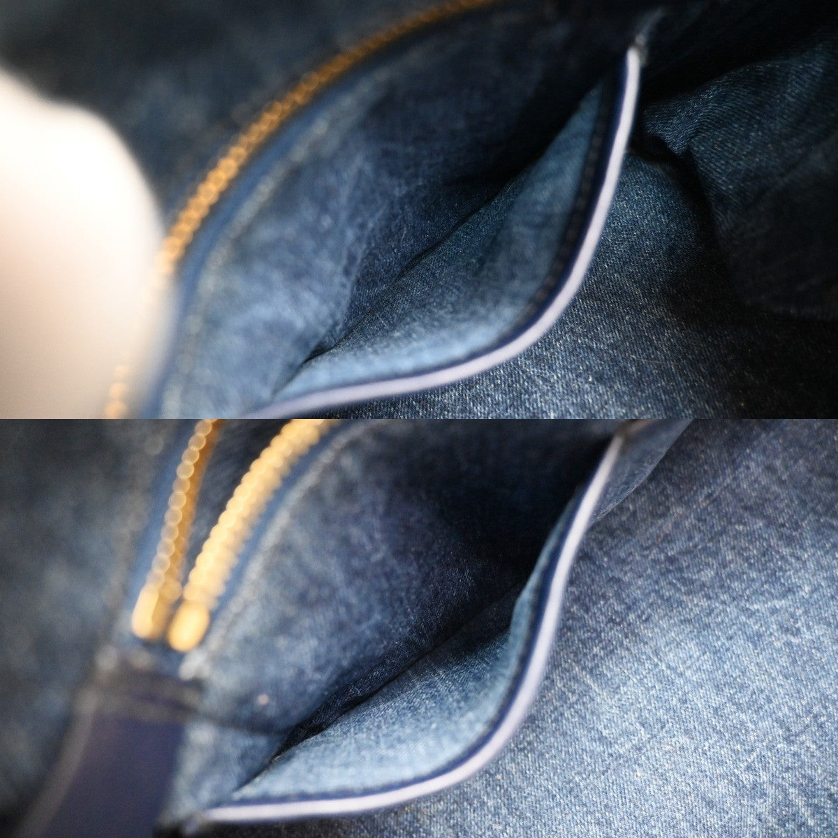PRADA Logo Canapa Tote Hand Bag Denim Canvas Leather Blue GHW Italy 64MA590