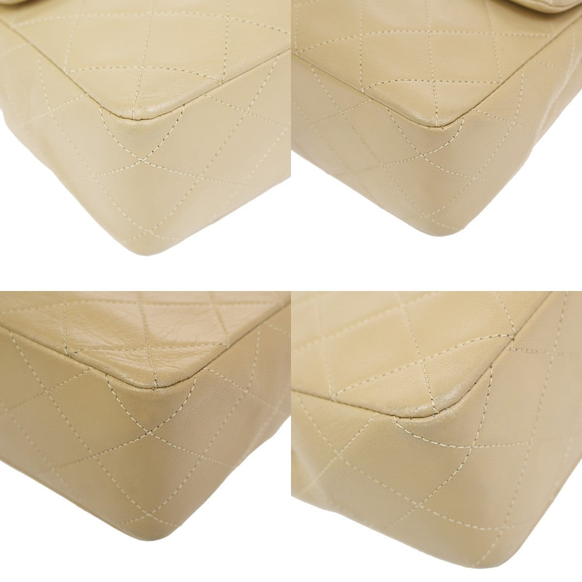 CHANEL CC Logo Mini Matelasse Chain Shoulder Bag Leather Beige GHW VTG 332RL878