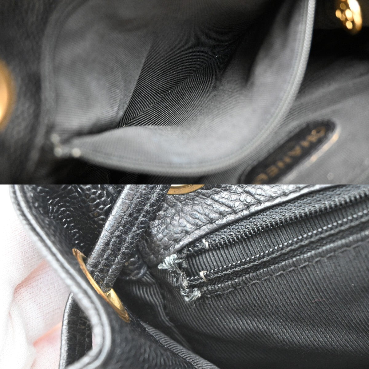 CHANEL Triple CC Chain Backpack Bag Grained Calfskin Leather BK VTG 870RF265