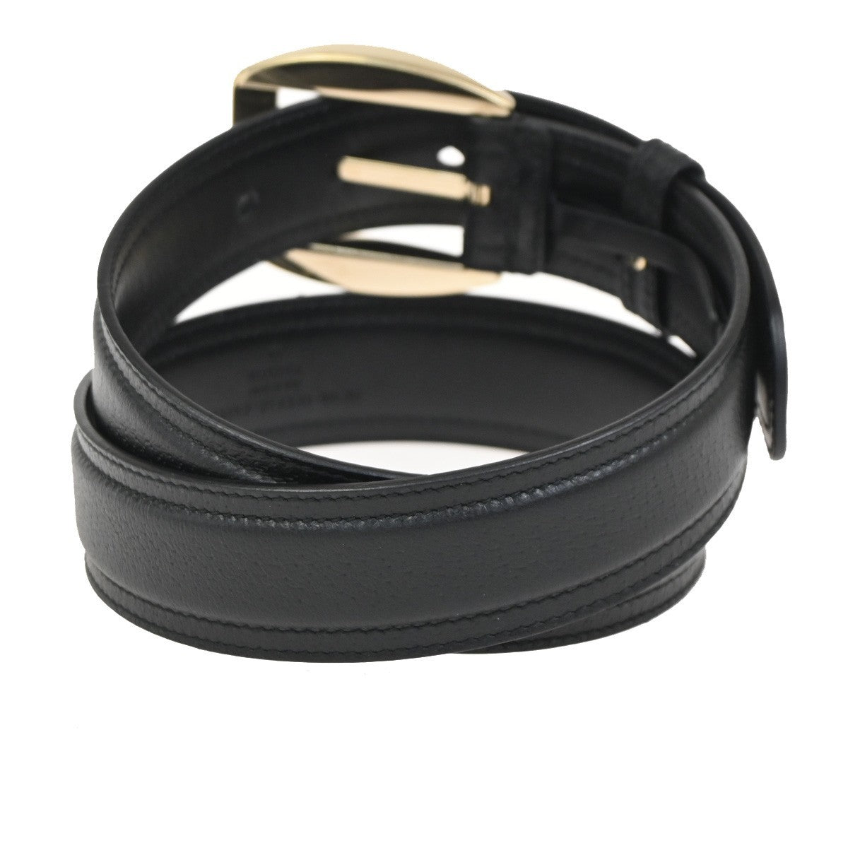 GUCCI Logo Belt 80/32 35mm Leather Black GHW Italy 68KC925