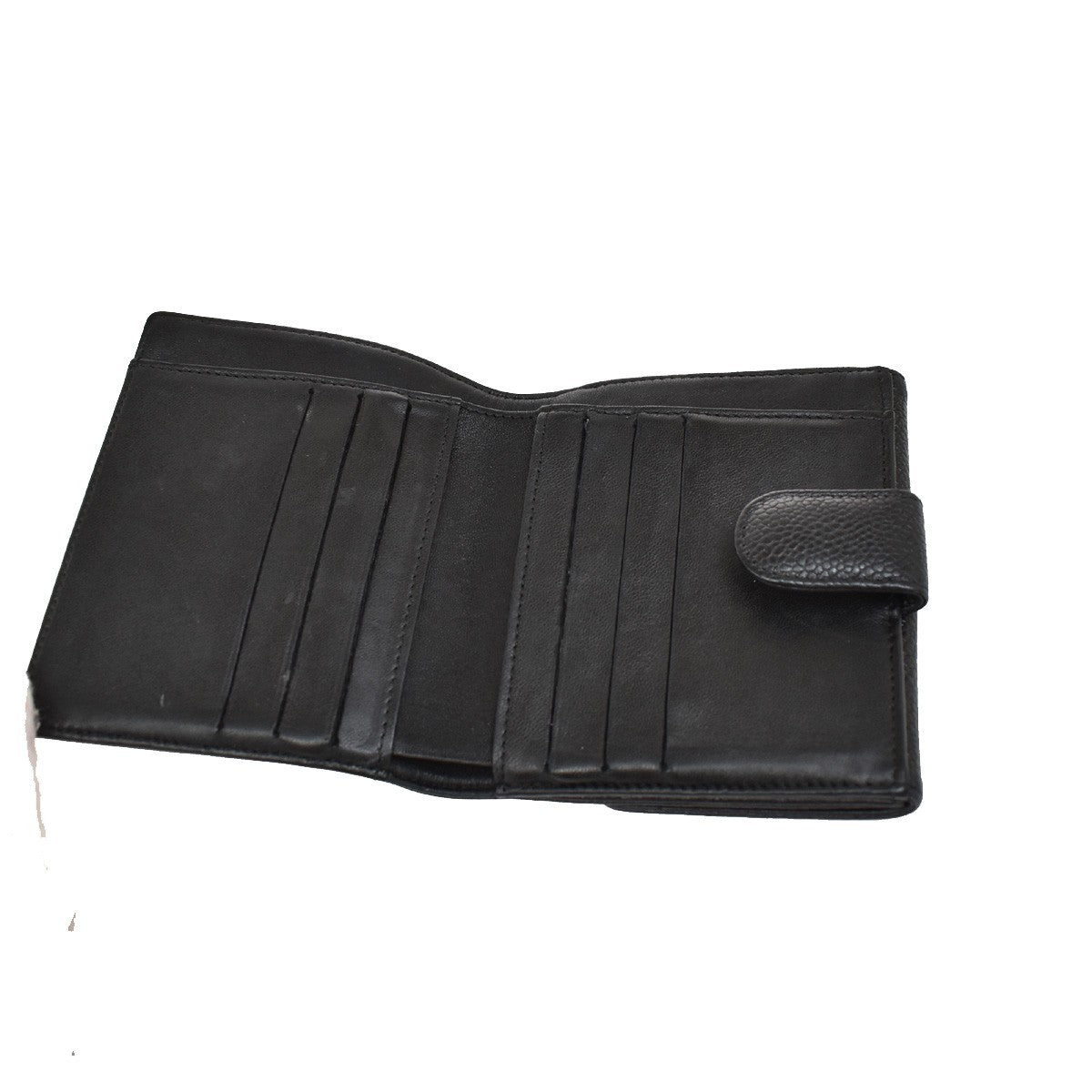 CHANEL CC Logo Bifold Compact Wallet Grained Calfskin Leather Black 64RF554