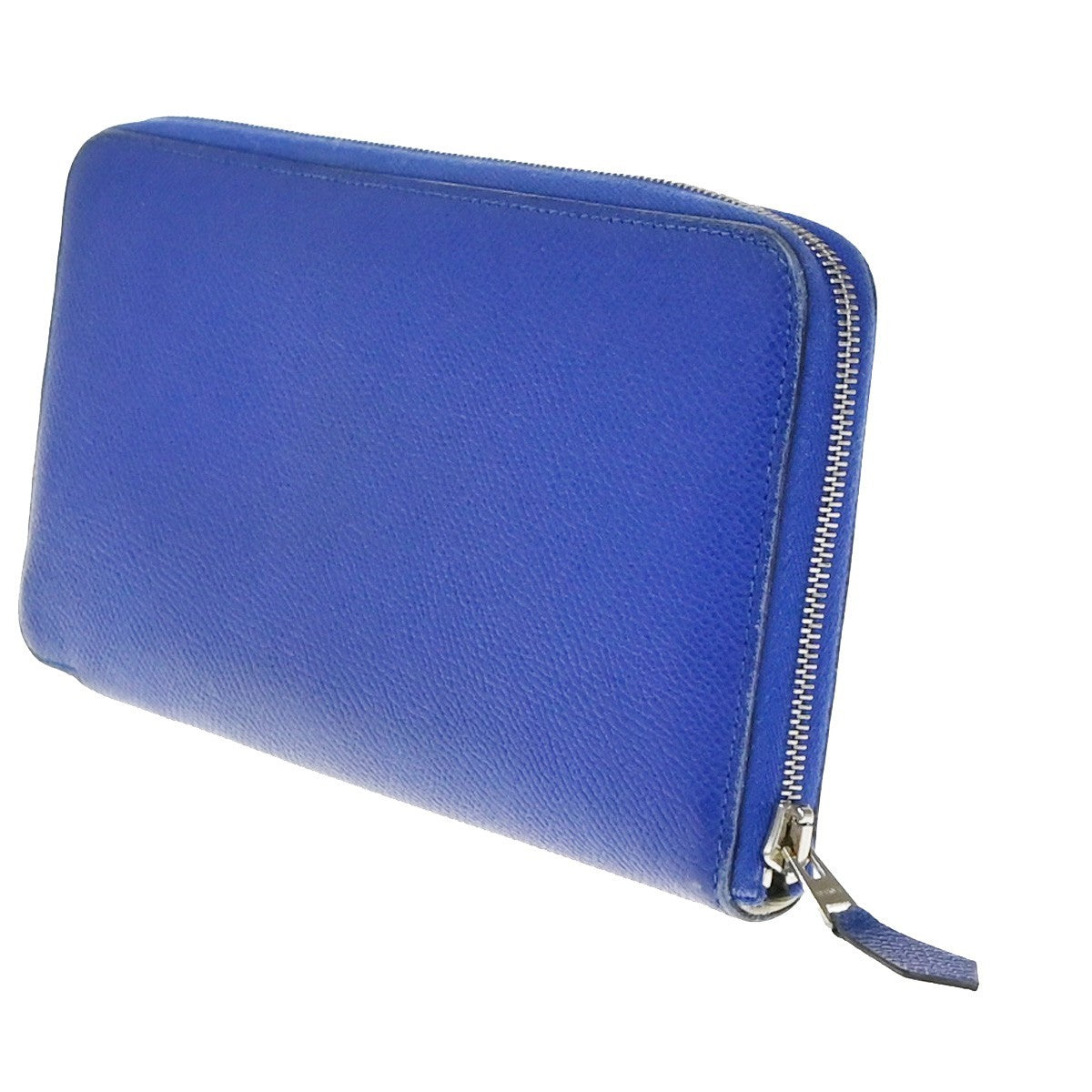 HERMES Azap Classique Long Zipper Wallet Silk In Epsom Leather Blue SHW 36RP162