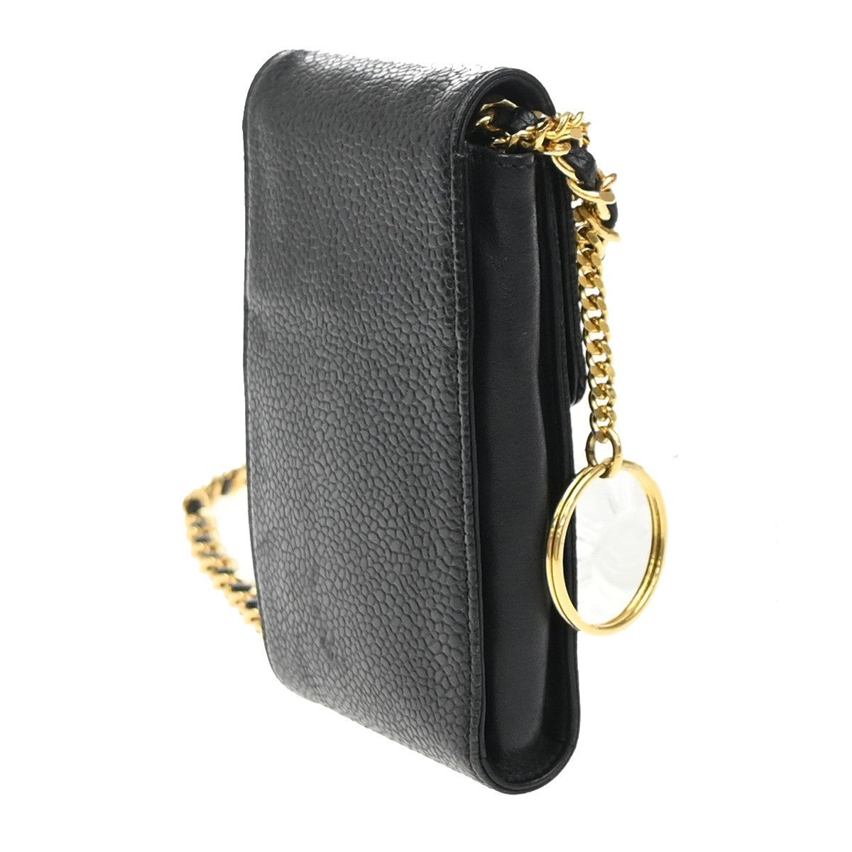 CHANEL Mini Cigarette Case Bag Grained Calfskin Leather Black Vintage 99RP057