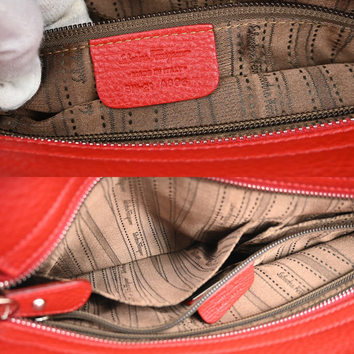 SALVATORE FERRAGAMO Gancini 2Way Shoulder Hand Bag Leather Red SHW 34KB417