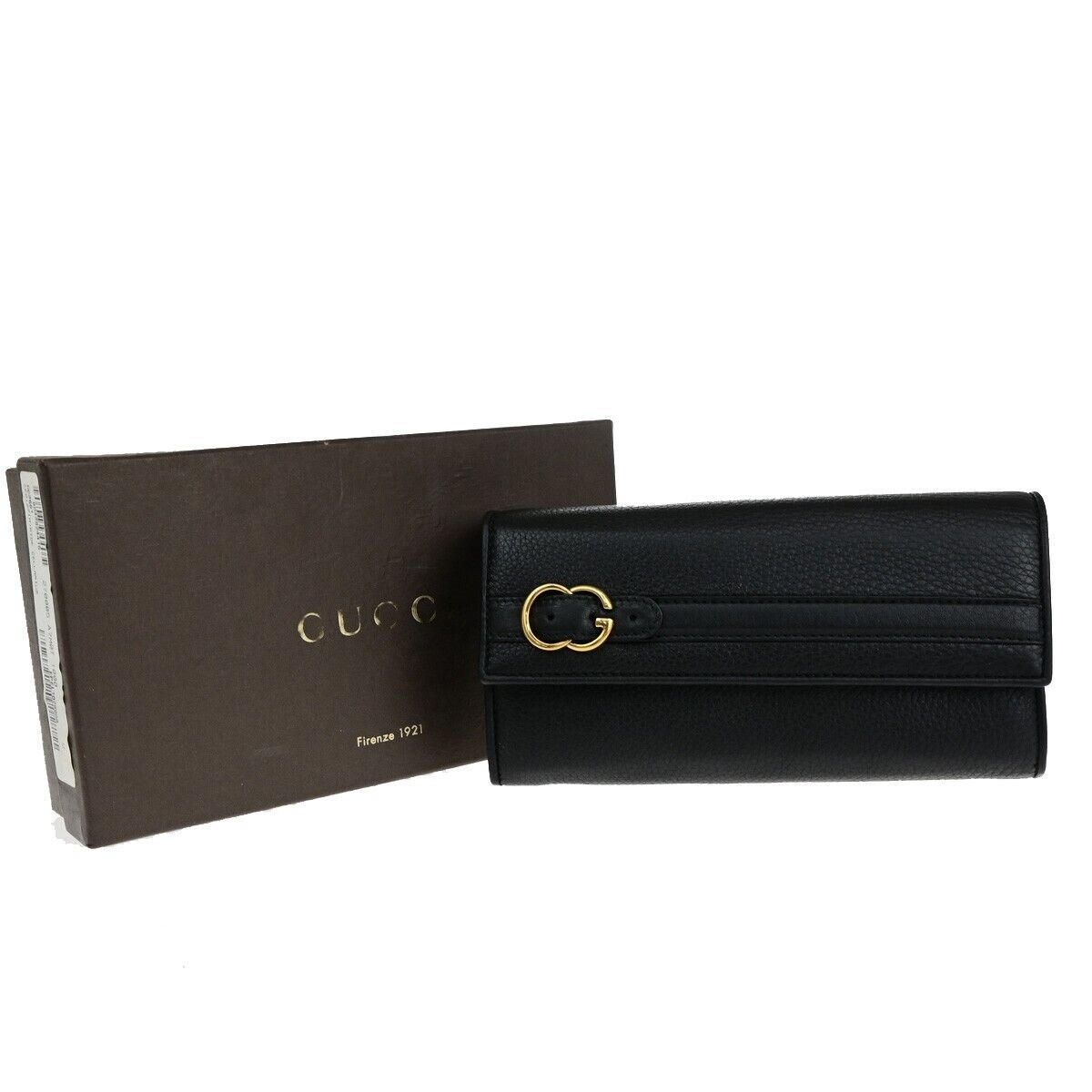 GUCCI GG Logo Bifold Long Wallet Leather Black Made in Italy 65EC001