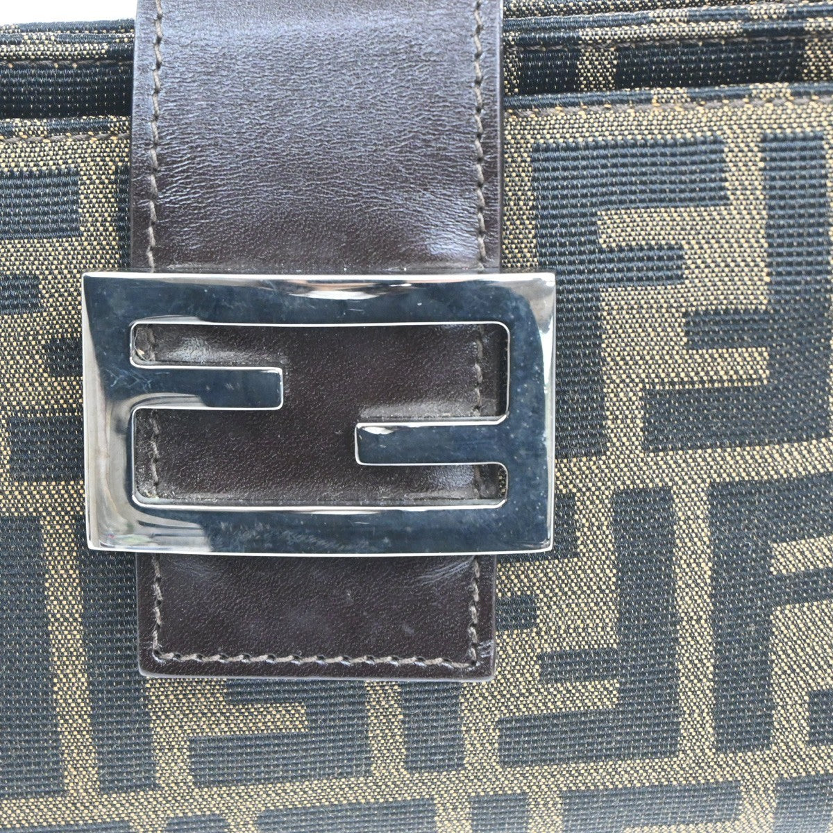 FENDI Mamma Baguette Zucca Shoulder bag Canvas Leather Brown SHW Italy 50MA115