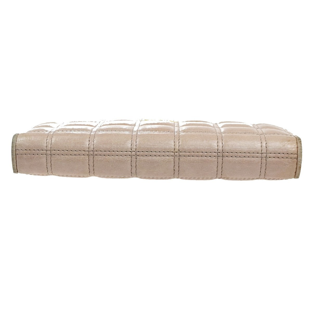 PRADA Logo Bifold Flap Long Wallet  Quilted Leather Pink Beige GHW Italy 01KD035