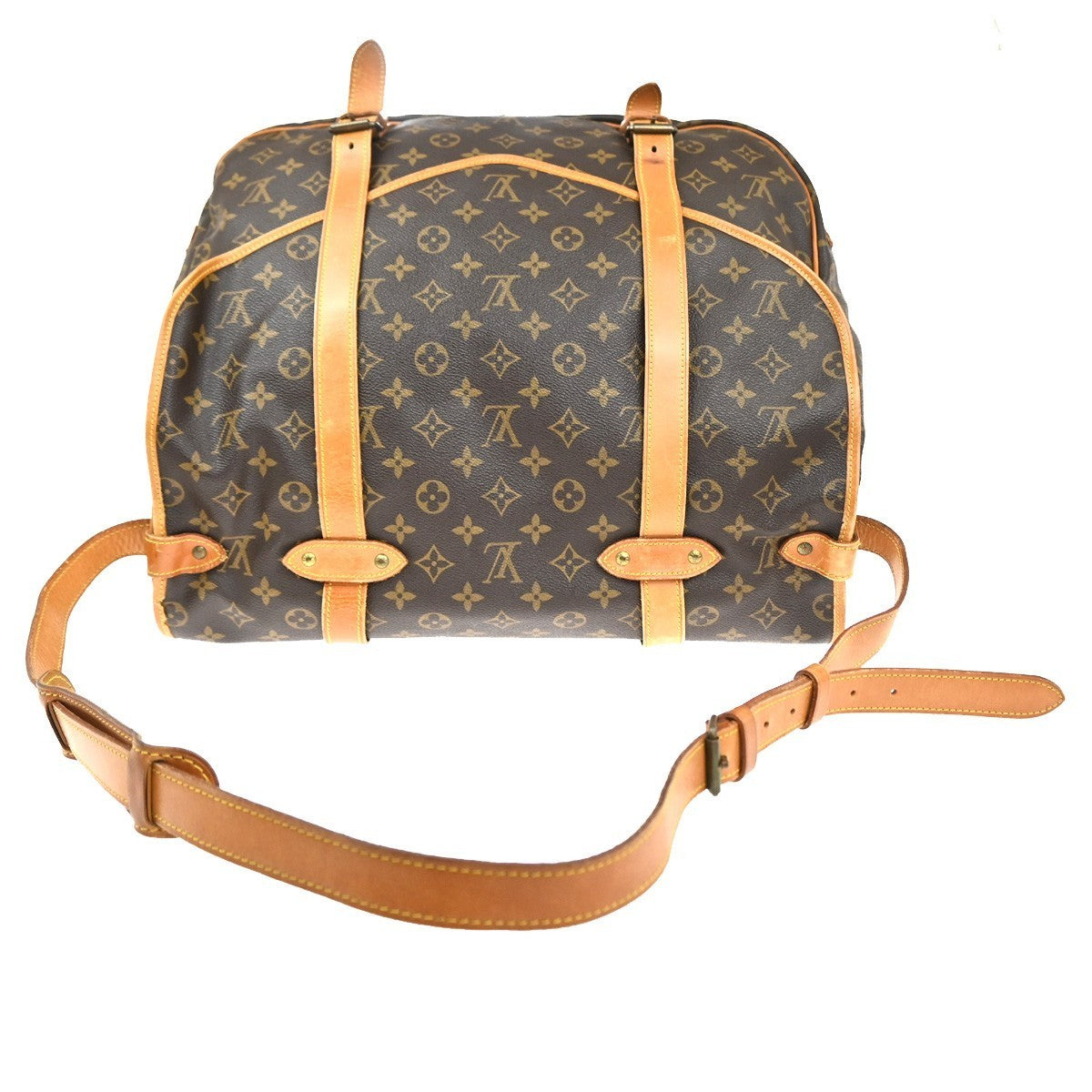 LOUIS VUITTON Logo Saumur 43 Shoulder Bag Monogram Leather Brown M42252 98MA210
