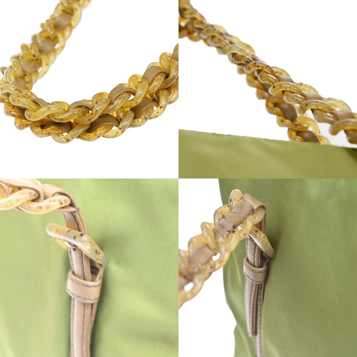 PRADA MILANO Logo Shoulder Hand Bag Nylon Tessuto Leather Green 04CB020