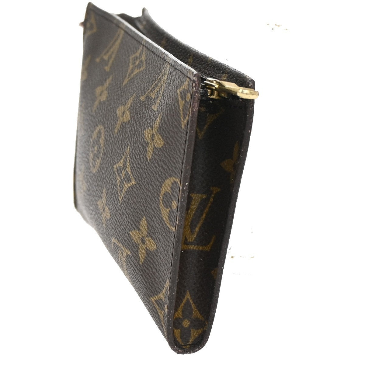 LOUIS VUITTON Logo BUCKET PM Pouch Bag Monogram Leather Brown France 04KB551
