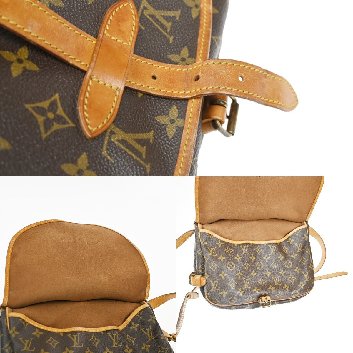 LOUIS VUITTON Logo Saumur 30 Shoulder Bag Monogram Leather Brown M42256 18KC786