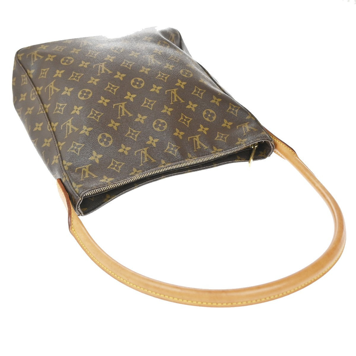 LOUIS VUITTON Logo Looping GM Shoulder Bag Monogram Leather Brown M51145 96KP403