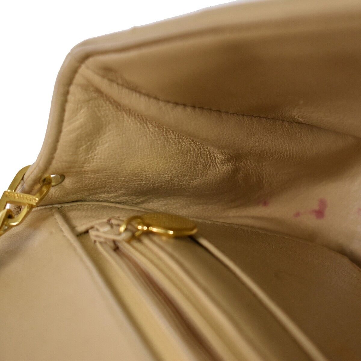 CHANEL CC Logo Mademoiselle Chain Shoulder Bag Leather Beige GHW France 648RC979