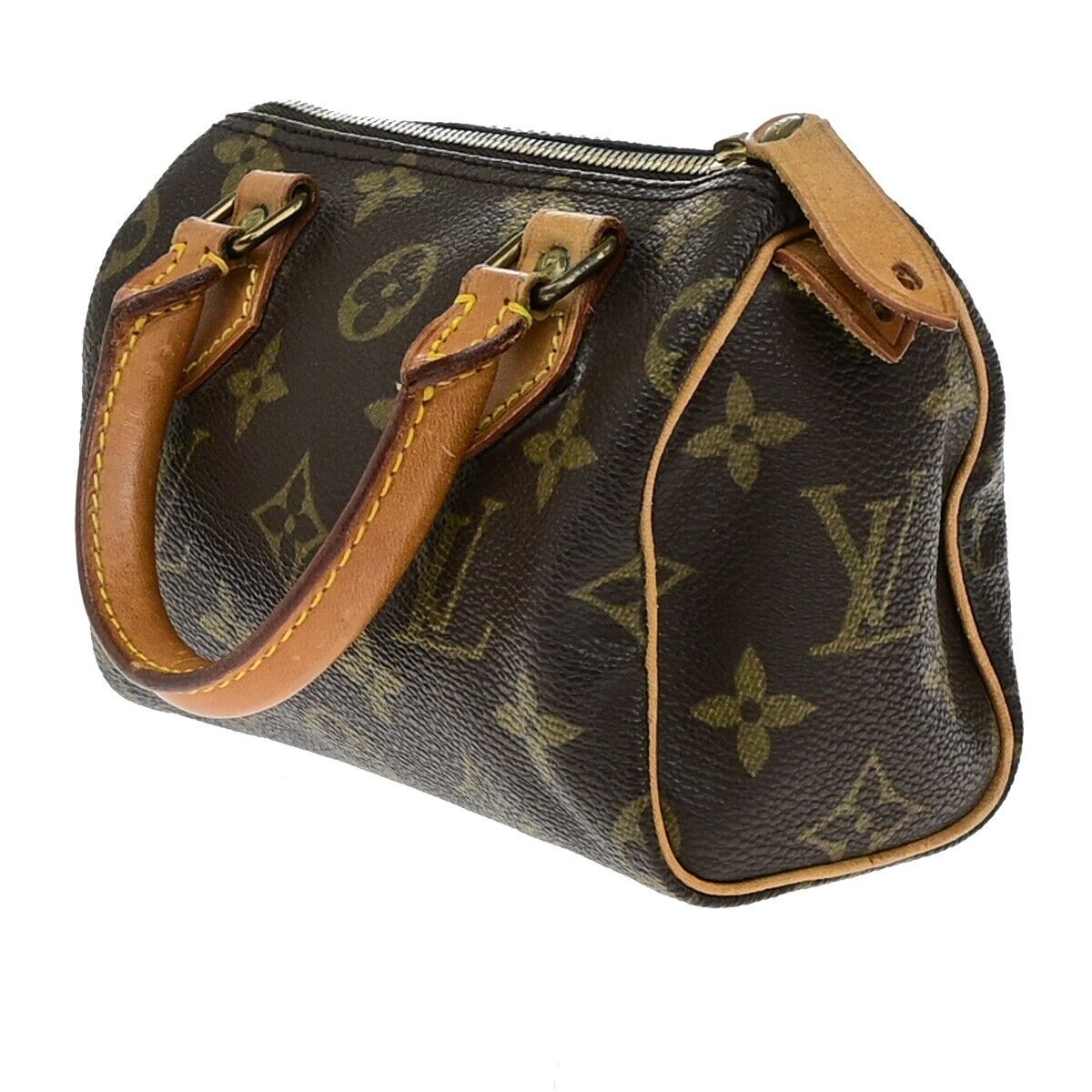 LOUIS VUITTON Mini Speedy Hand Bag Monogram Leather Brown France M41534 75ED575