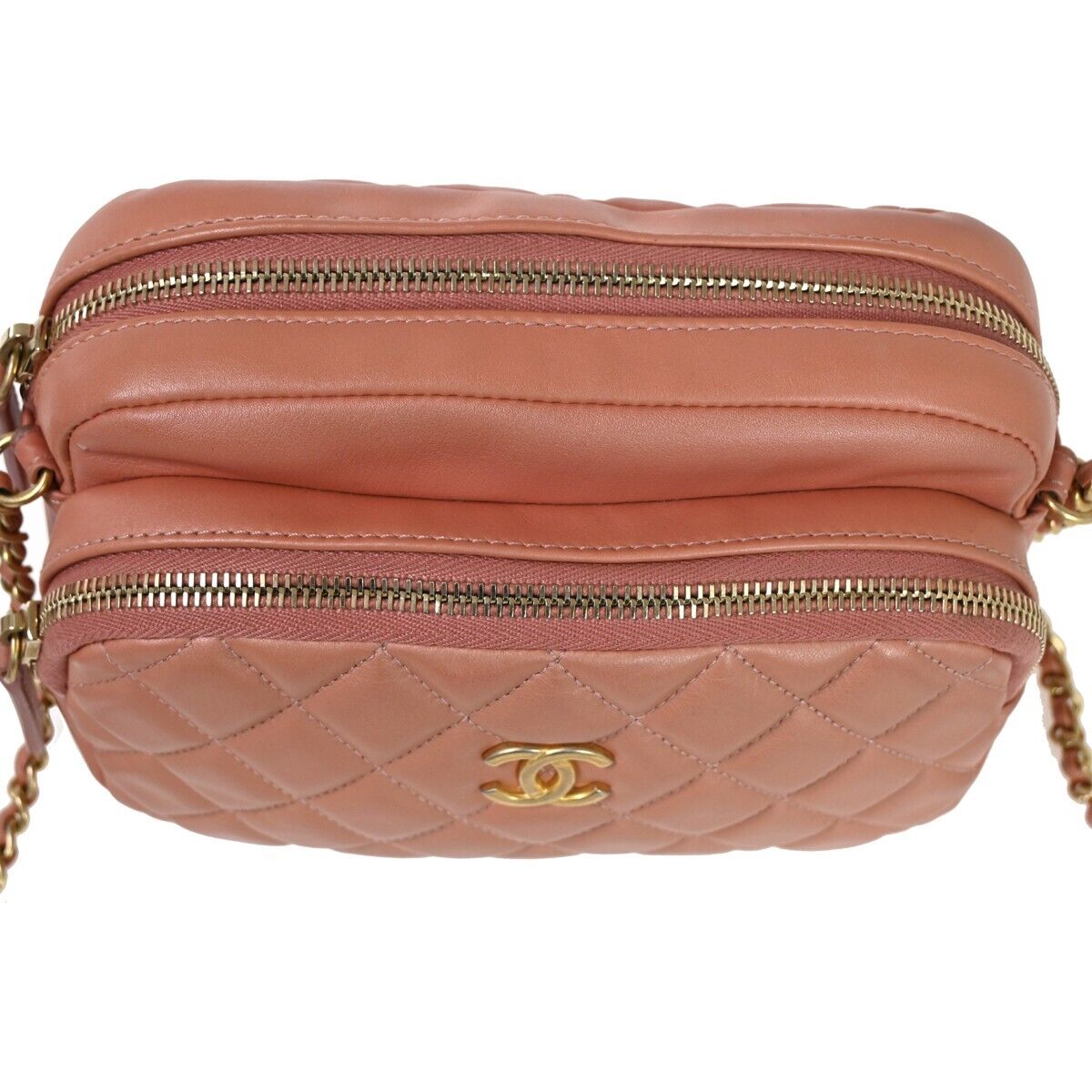 CHANEL CC Matelasse Mini Chain Shoulder Bag Leather Pink GHW Italy 323RH639