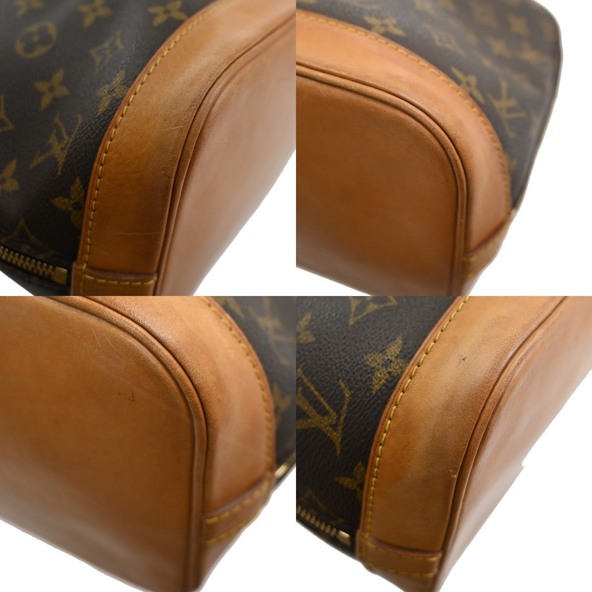 LOUIS VUITTON LV Logo Alma Hand Bag Monogram Leather Brown France M51130 84SA062