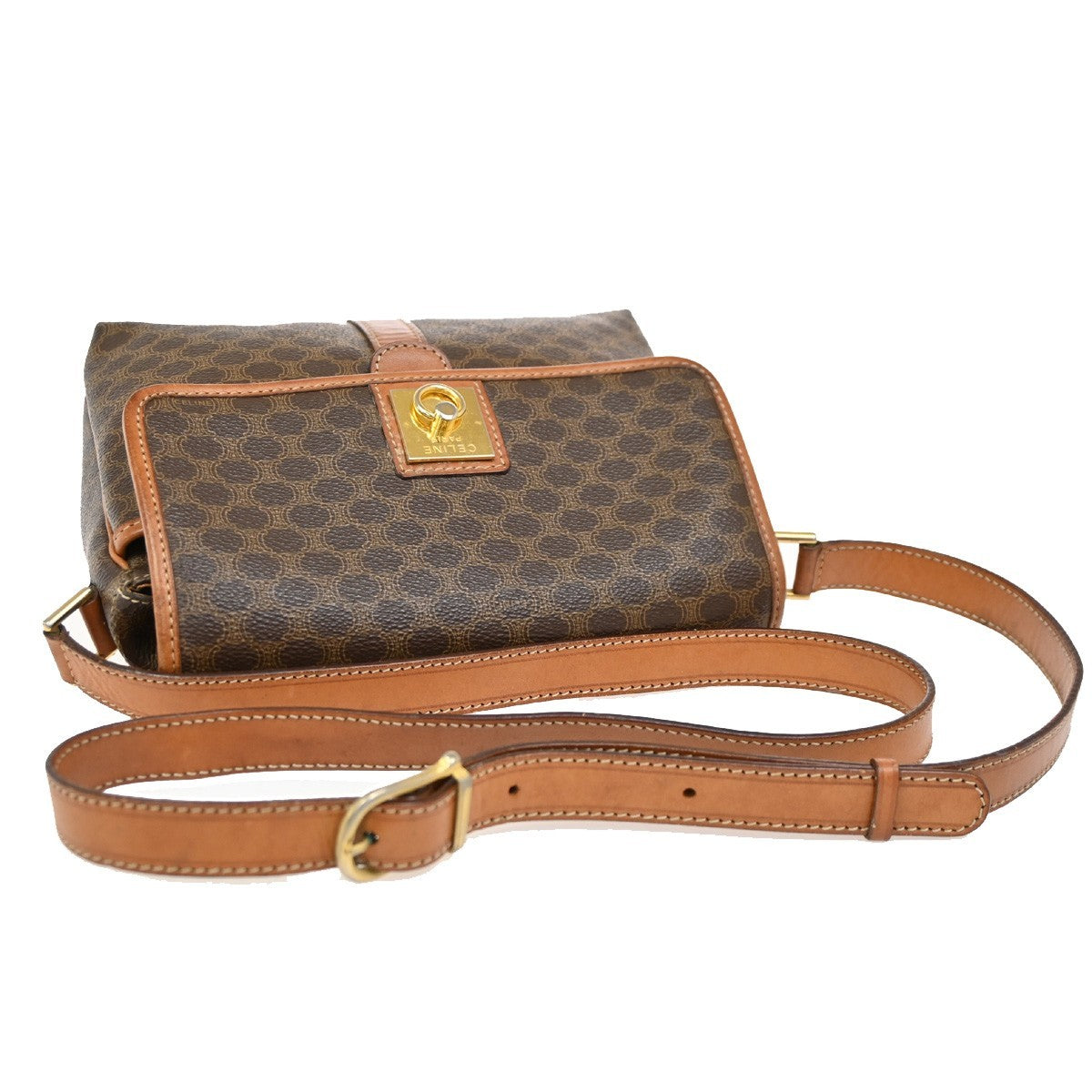 CELINE Logo Gancio Macadam Crossbody Shoulder Bag PVC Leather BN Italy 30DA241